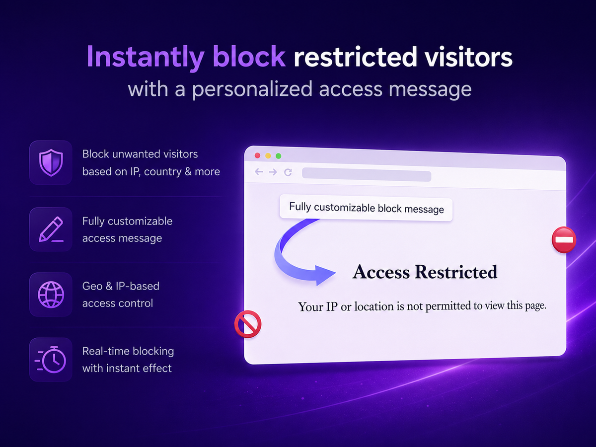 Country and region selection panel with allow and block toggles