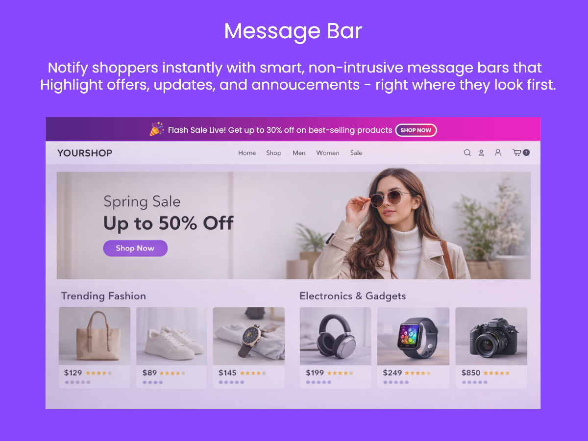 MessageBar analytics page showing click and hover tracking data