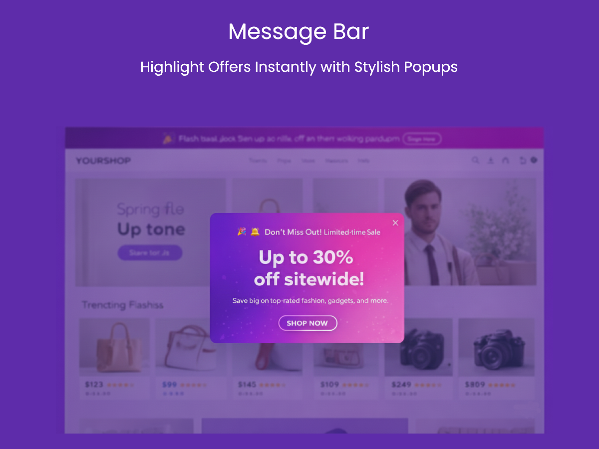 MessageBar template selector with background image options