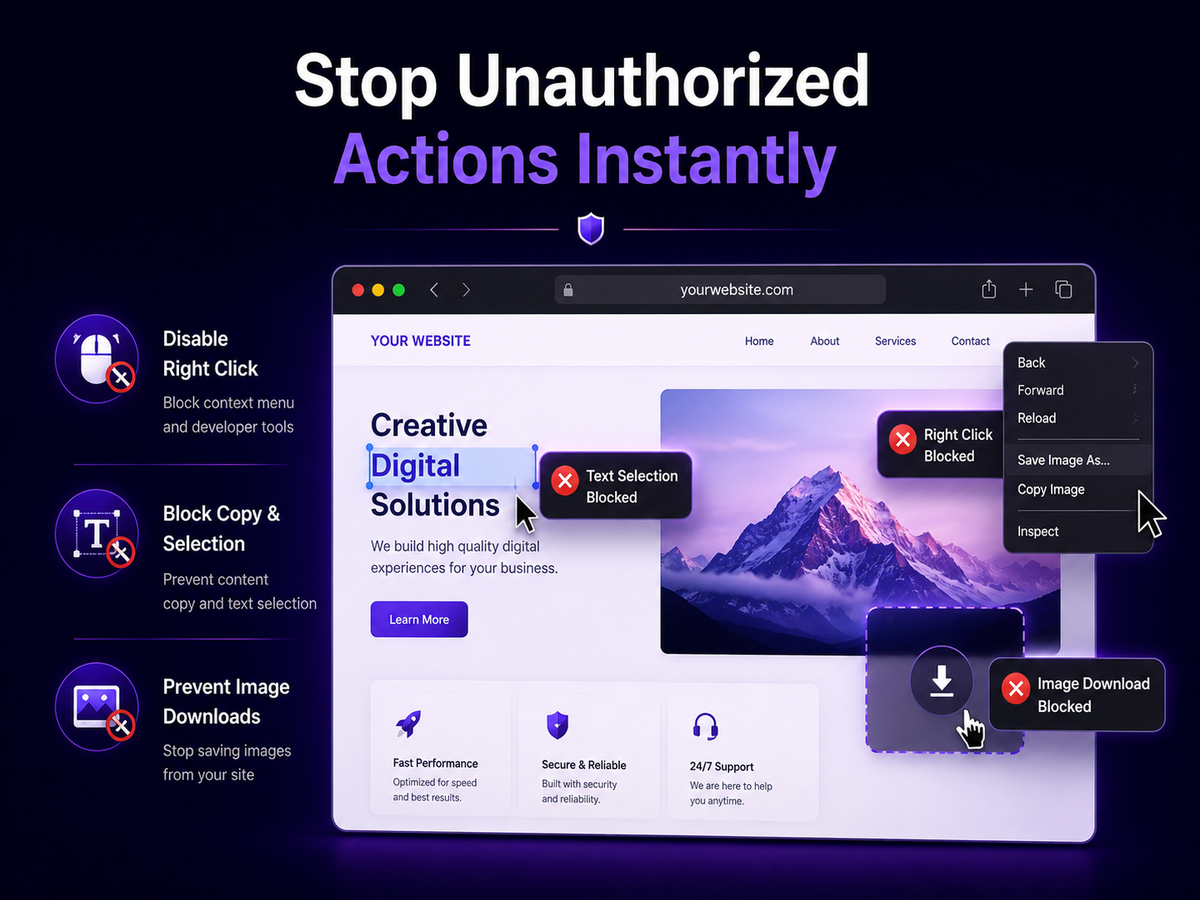 Security configuration for right-click protection