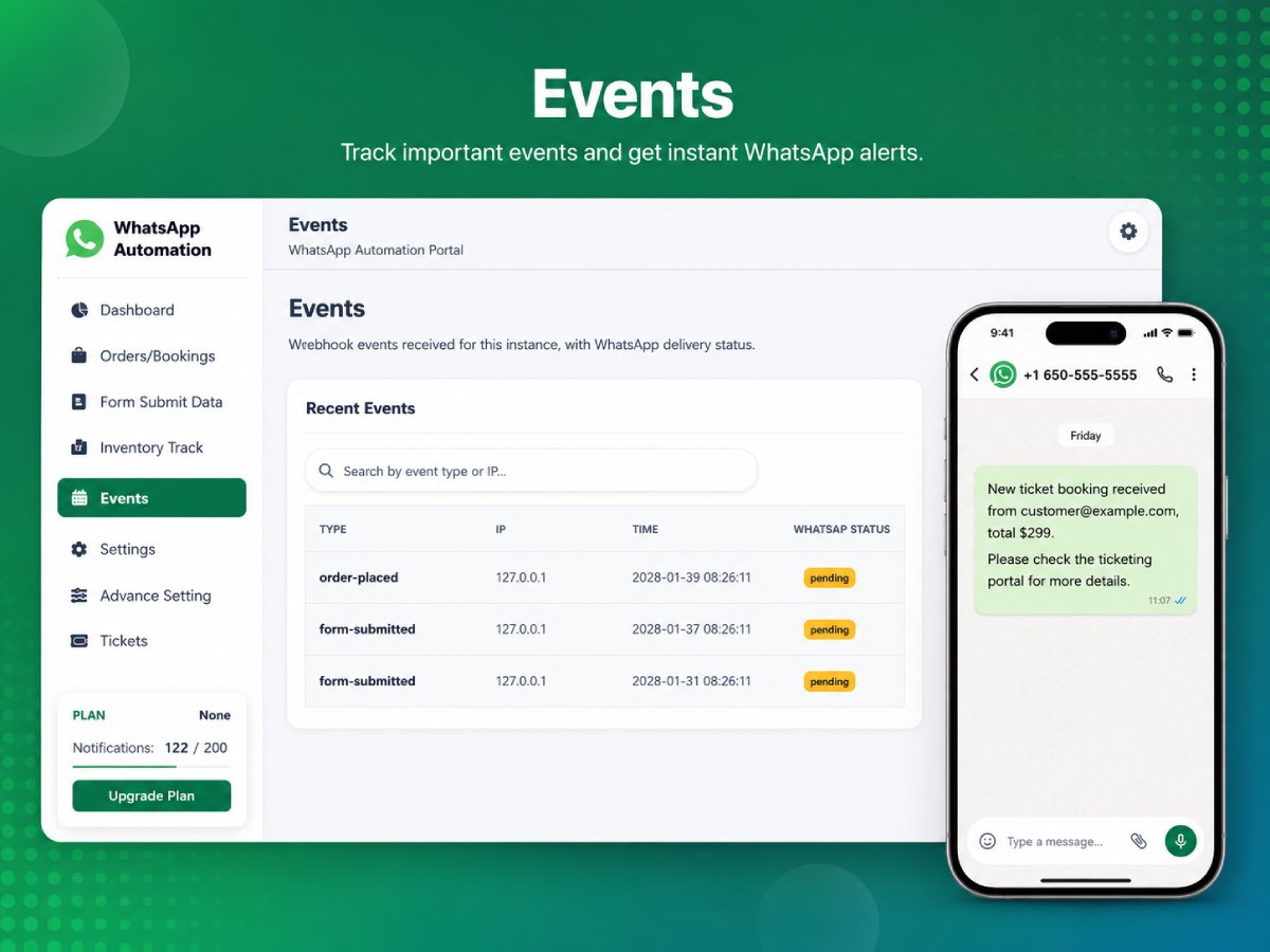 Events and triggers configuration screen